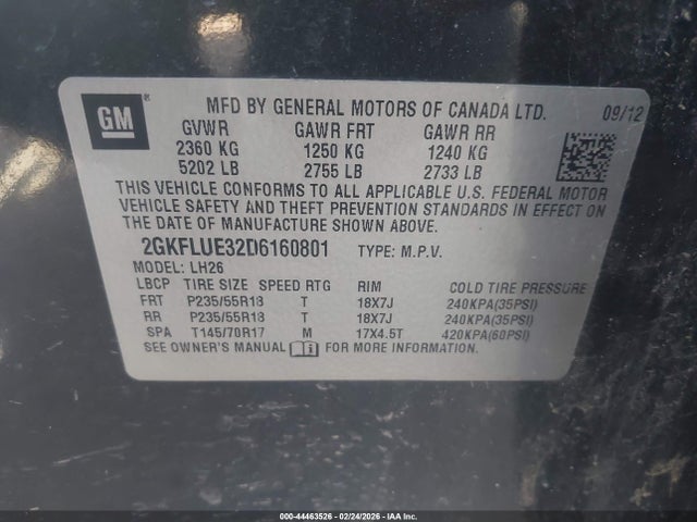 2013 Gmc Terrain Slt-1 მანქანა იყიდება აუქციონზე, vin: 2GKFLUE32D6160801, აუქციონის ნომერი: 44463526