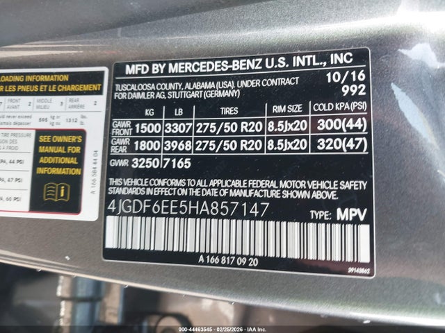 Продажа на аукционе авто 2017 Mercedes-benz Gls 450 4matic, vin: 4JGDF6EE5HA857147, номер лота: 44463545