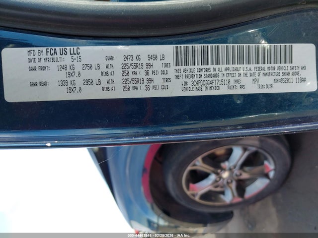 2015 Dodge Journey Crossroad მანქანა იყიდება აუქციონზე, vin: 3C4PDCGG4FT715110, აუქციონის ნომერი: 44463546