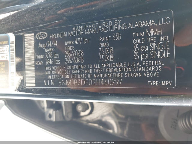 2025 Hyundai Tucson Sel მანქანა იყიდება აუქციონზე, vin: 5NMJB3DE0SH460297, აუქციონის ნომერი: 44463613