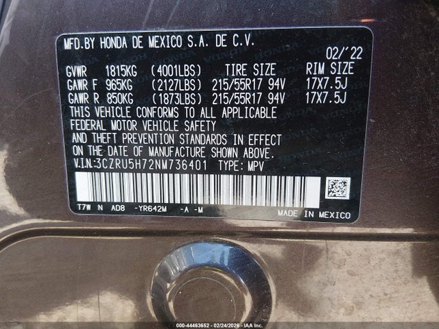 2022 HONDA HR-V 3CZRU5H72NM736401 Photo 8