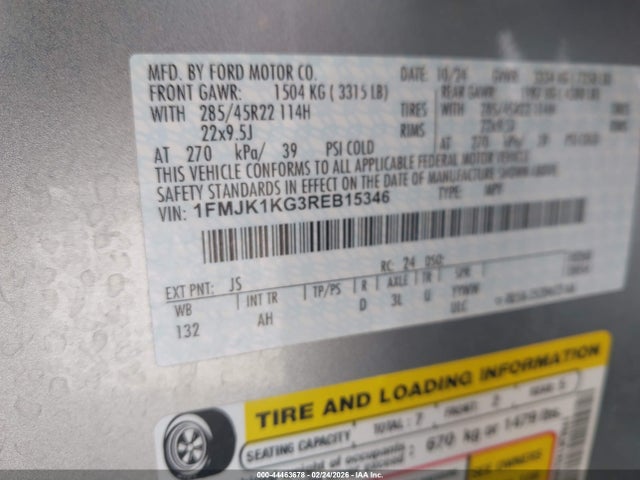 1FMJK1KG3REB15346 Ford Expedition Limited Max