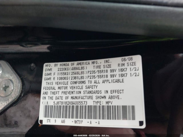 Продаж на аукціоні авто 2009 Acura Rdx, vin: 5J8TB182X9A005573, номер лоту: 44463686