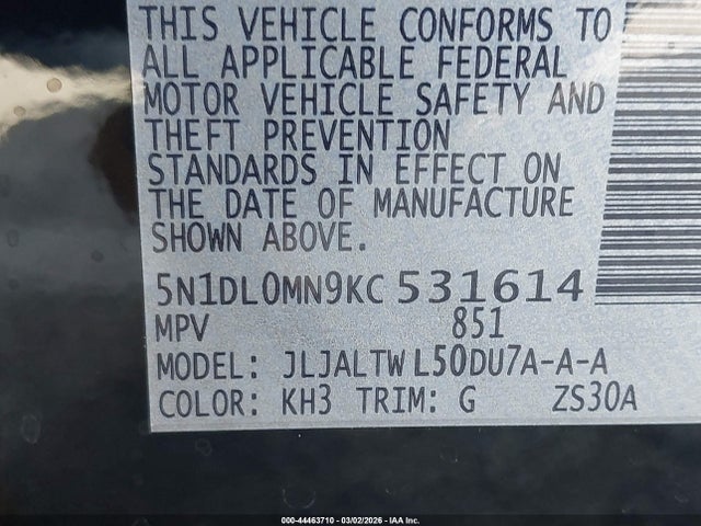 5N1DL0MN9KC531614 Infiniti QX60 LUXE