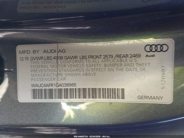 Aukcja sprzedaży 2016 Audi S5 3.0t Premium Plus, vin: WAUC4AFR1GA038965, numer aukcji: 44463724