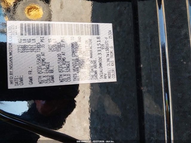 Продажа на аукционе авто 2013 Infiniti Jx35, vin: 5N1AL0MM3DC331518, номер лота: 44463727