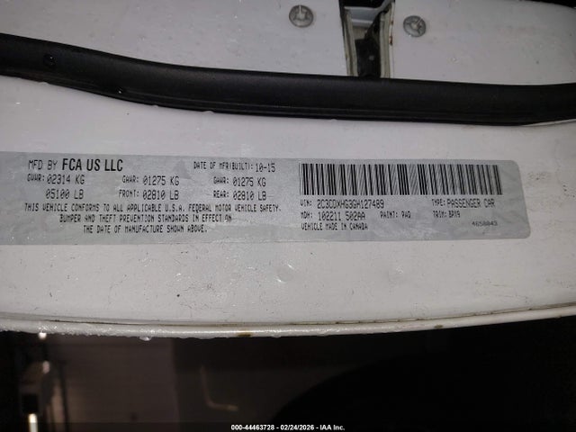 2C3CDXHG3GH127489 Dodge Charger Sxt