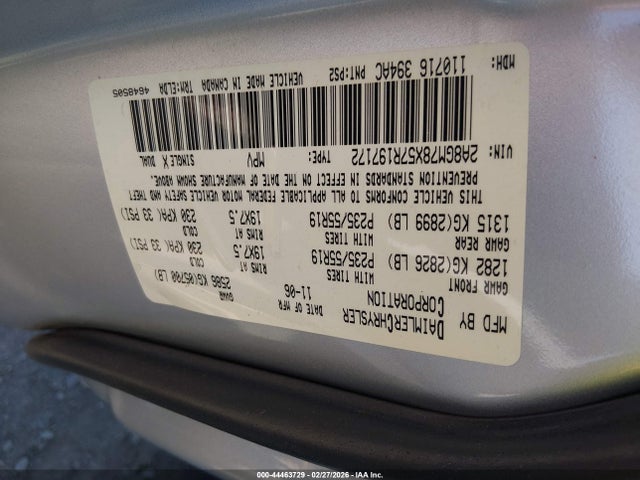 44463729 :رقم المزاد ، 2A8GM78X57R197172 vin ، 2007 Chrysler Pacifica Limited مزاد بيع