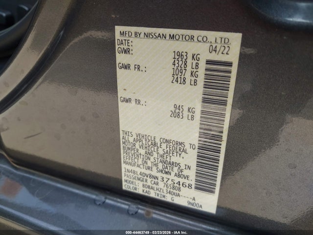 2022 NISSAN ALTIMA 1N4BL4DV8NN375468 Photo 8