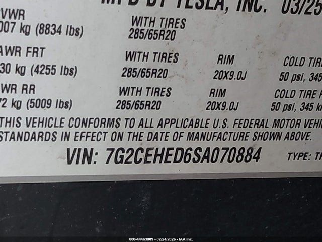 2025 TESLA CYBERTRUCK 7G2CEHED6SA070884 Photo 8