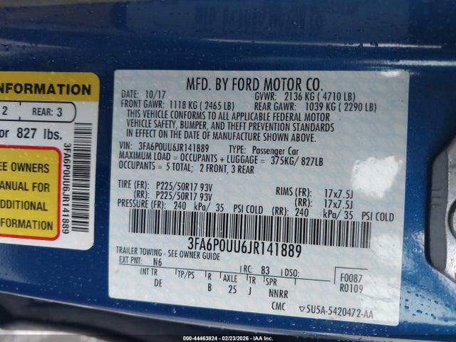 Ford Fusion Hybrid S 2018 3FA6P0UU6JR141889 Image 9