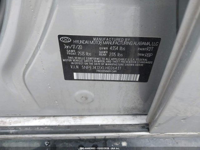 2020 HYUNDAI SONATA 5NPEJ4J2XLH026431 Photo 8