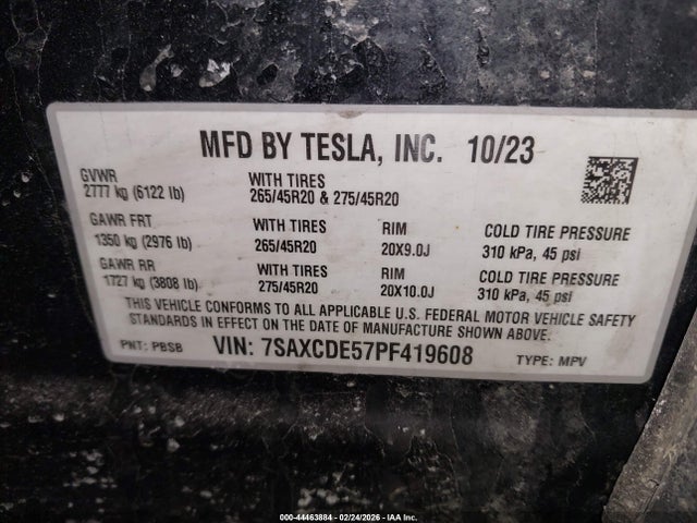 Продаж на аукціоні авто 2023 Tesla Model X Dual Motor All-wheel Drive/standard Range, vin: 7SAXCDE57PF419608, номер лоту: 44463884