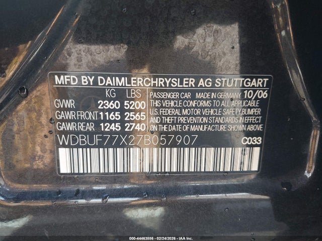Продаж на аукціоні авто 2007 Mercedes-benz E-class 6.3l Amg, vin: WDBUF77X27B057907, номер лоту: 44463886