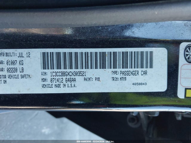 Aukcja sprzedaży 2012 Chrysler 200 Touring, vin: 1C3CCBBGXCN303521, numer aukcji: 44463898
