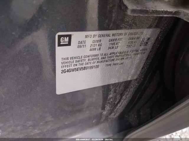 Продаж на аукціоні авто 2011 Buick Regal Cxl Turbo Oshawa, vin: 2G4GW5EV5B9199100, номер лоту: 44463937