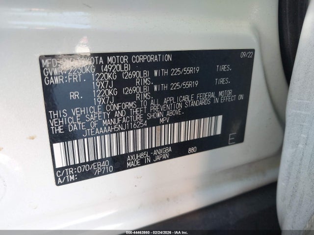 2022 TOYOTA VENZA JTEAAAAH5NJ116254 Photo 8