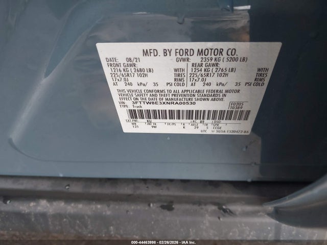 Ford Maverick Xl 2022 3FTTW8E3XNRA00530 Image 9