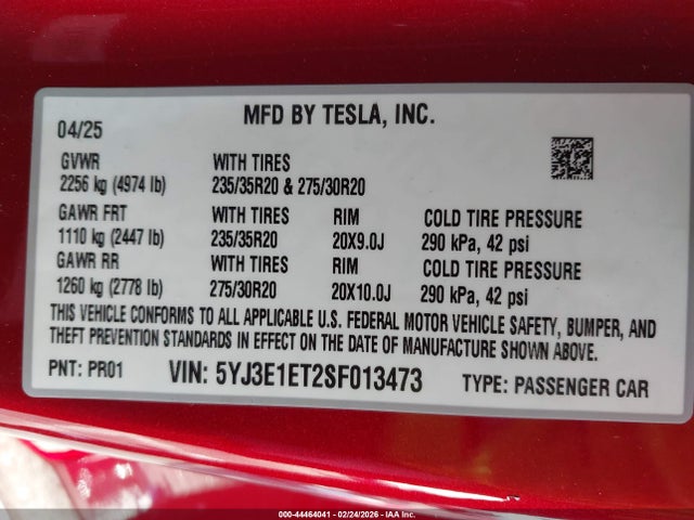 2025 TESLA MODEL 3 5YJ3E1ET2SF013473 Photo 8
