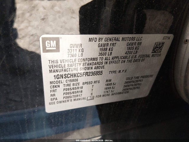 Chevrolet Suburban 1500 Ls 2015 1GNSCHKC5FR236855 Image 9