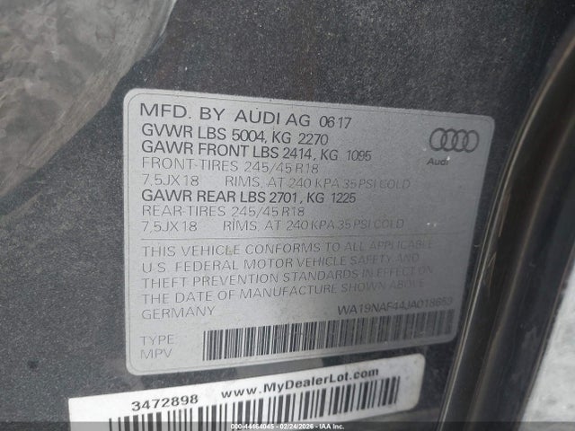 WA19NAF44JA018659 Audi A4 Allroad 2.0t Premium/2.0t Tech Premium