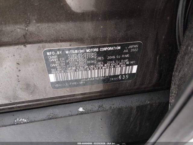 2022 MITSUBISHI OUTLANDER JA4J4VA87NZ083711 Photo 8