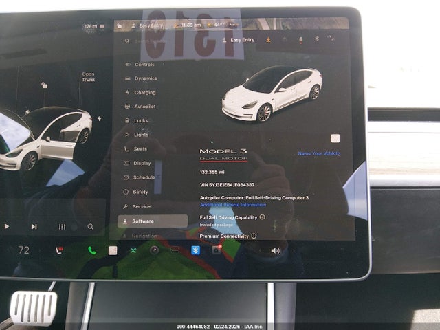 2018 Tesla Model 3 Long Range/performance მანქანა იყიდება აუქციონზე, vin: 5YJ3E1EB4JF084387, აუქციონის ნომერი: 44464082