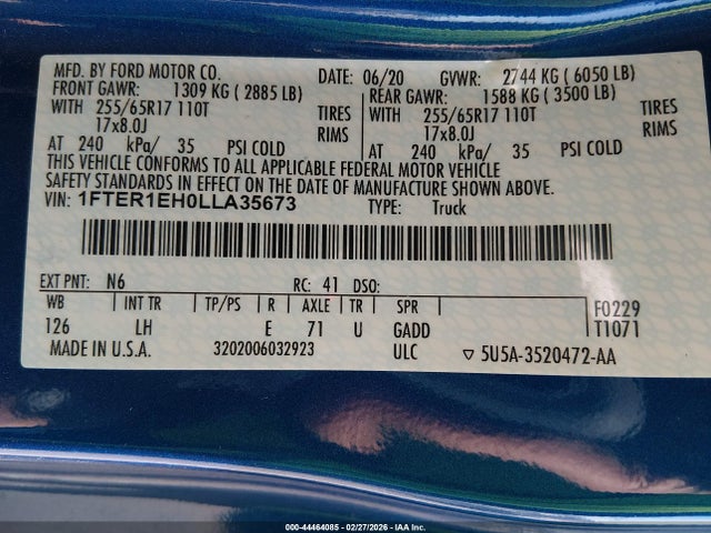 2020 FORD RANGER 1FTER1EH0LLA35673 Photo 8