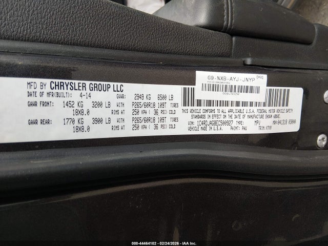 1C4RDJAG8EC500927 Dodge Durango Sxt