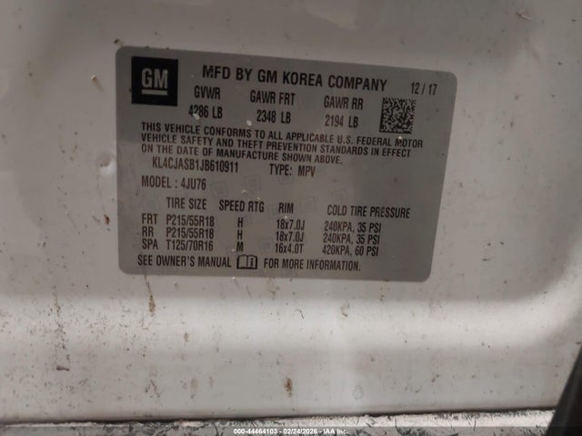 Aukcja sprzedaży 2018 Buick Encore Preferred, vin: KL4CJASB1JB610911, numer aukcji: 44464103
