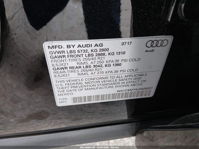 Продажа на аукционе авто 2018 Audi Sq5 3.0t Premium Plus, vin: WA1C4AFYXJ2025007, номер лота: 44464139