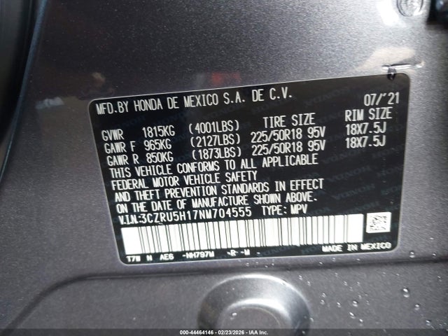 3CZRU5H17NM704555 Honda Hr-v 2wd Sport