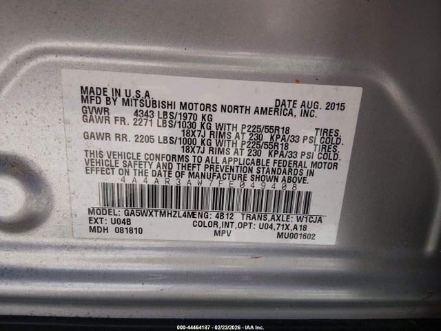 2015 MITSUBISHI OUTLANDER SPORT 4A4AR3AW7FE049408 Photo 8