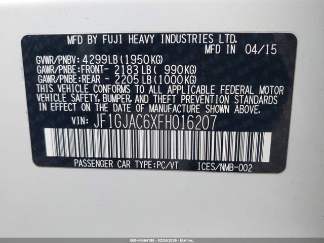 JF1GJAC6XFH016207 Subaru Impreza 2.0i Premium