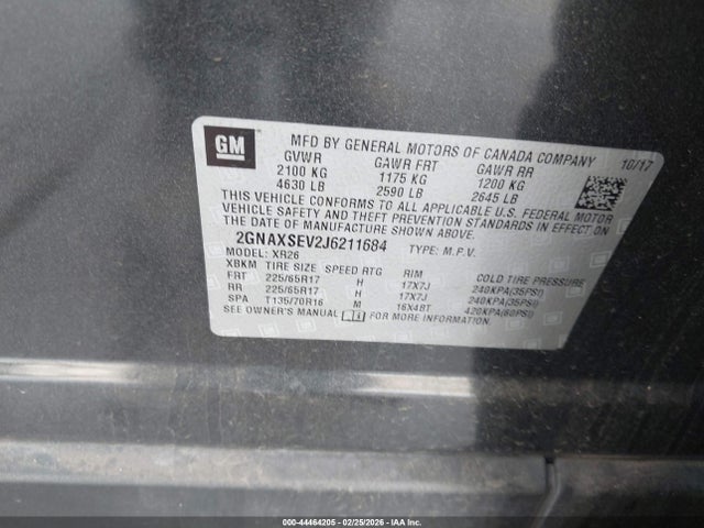 Chevrolet EQUINOX LT 2018 2GNAXSEV2J6211684 Image 9