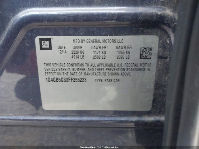Aukcja sprzedaży 2015 Buick Lacrosse Leather, vin: 1G4GB5G33FF255233, numer aukcji: 44464206