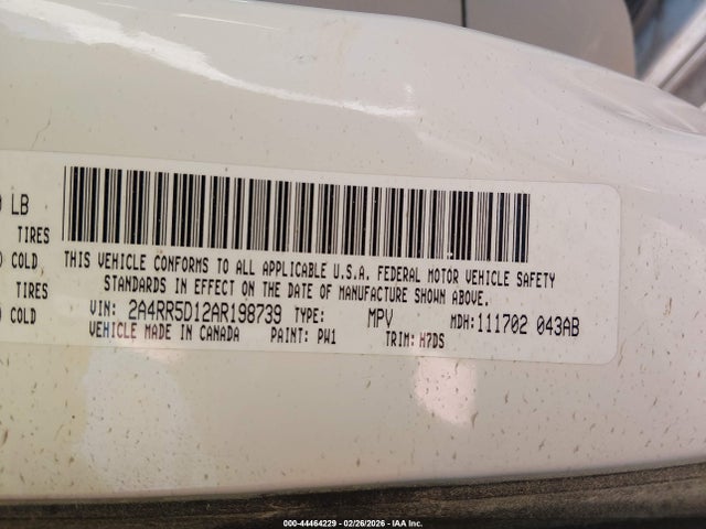 2010 Chrysler Town & Country Touring მანქანა იყიდება აუქციონზე, vin: 2A4RR5D12AR198739, აუქციონის ნომერი: 44464229