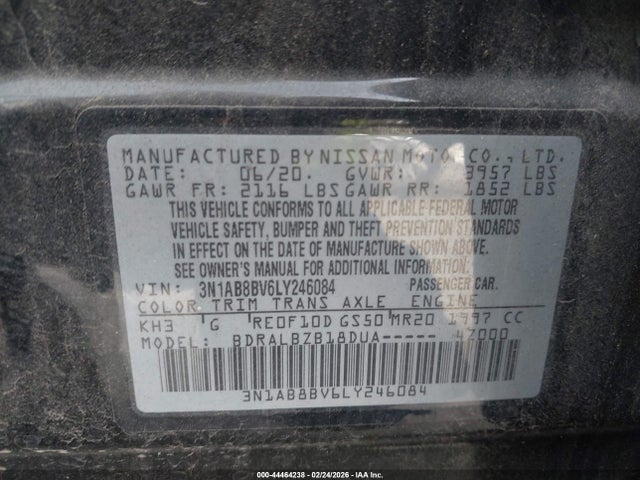 Nissan Sentra S Xtronic Cvt 2020 3N1AB8BV6LY246084 Image 9