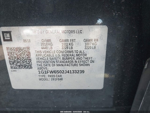 1G1FW6S02J4133239 Chevrolet BOLT EV LT