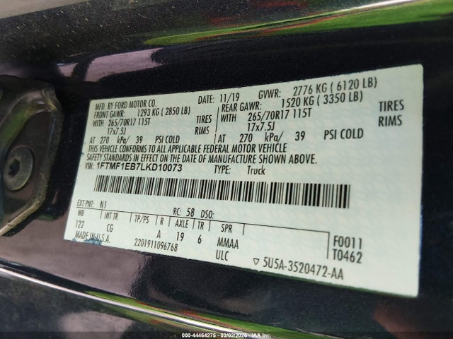 2020 FORD F-150 1FTMF1EB7LKD10073 Photo 8