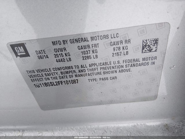 Chevrolet MALIBU LS 2015 1G11B5SL2FF101087 Image 9