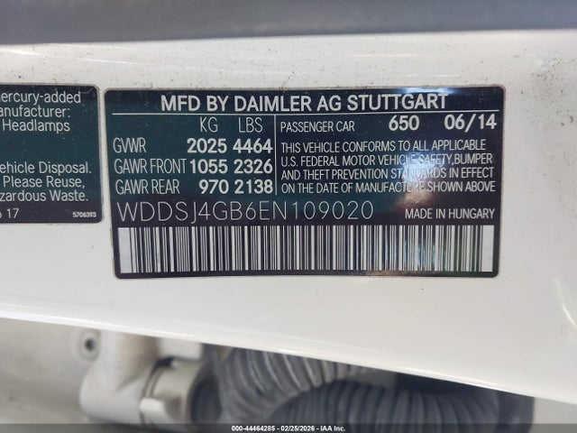Продаж на аукціоні авто 2014 Mercedes-benz Cla 250 4matic, vin: WDDSJ4GB6EN109020, номер лоту: 44464285