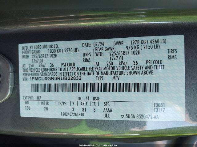 1FMCU0GN0RUB22832 Ford Escape Active