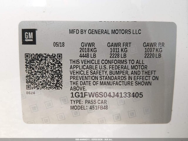 1G1FW6S04J4133405 Chevrolet BOLT EV LT