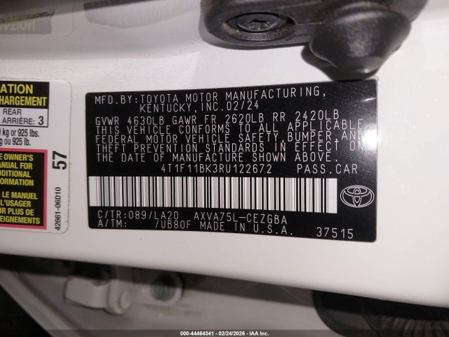 4T1F11BK3RU122672 Toyota CAMRY XLE