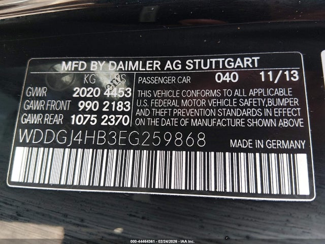 44464361 :رقم المزاد ، WDDGJ4HB3EG259868 vin ، 2014 Mercedes-benz C 250 مزاد بيع