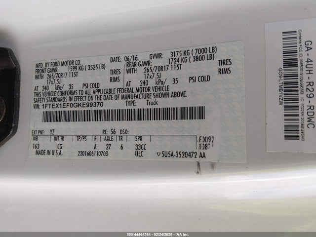 Ford F-150 Xl 2016 1FTEX1EF0GKE99370 Image 9