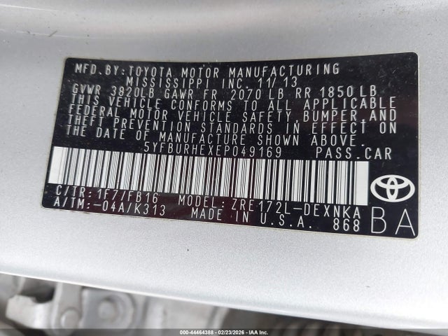 Toyota Corolla Le Plus 2014 5YFBURHEXEP049169 Image 9