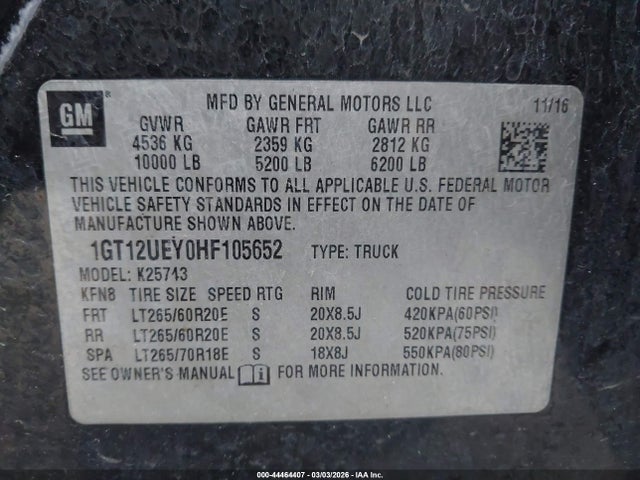 2017 GMC SIERRA 2500HD 1GT12UEY0HF105652 Photo 8