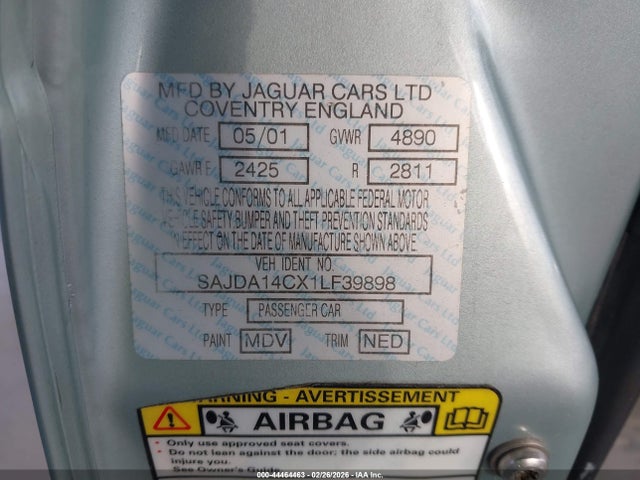 2001 JAGUAR XJ8 SAJDA14CX1LF39898 Photo 8